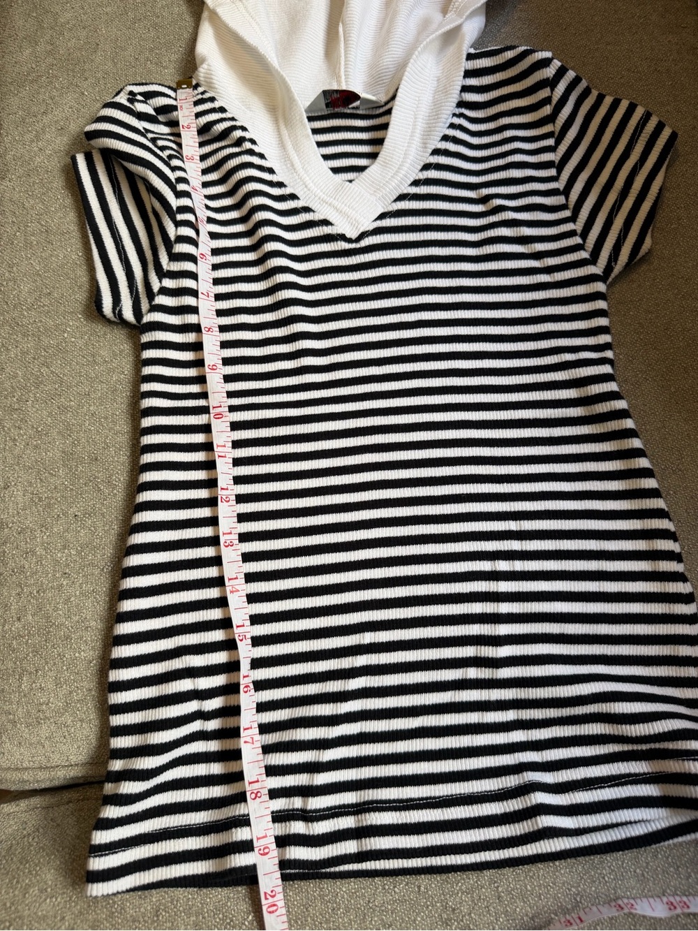 Vintage Hard Tail Black White Striped Hooded Shirt Small - Picture 4 of 9